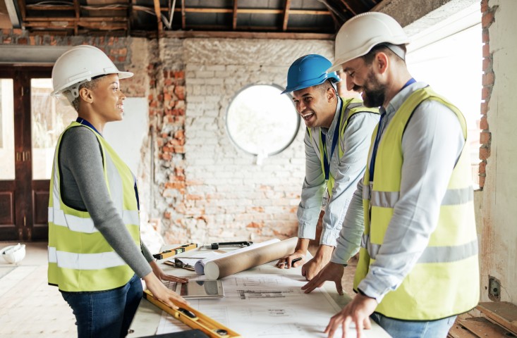 Workers in high vis