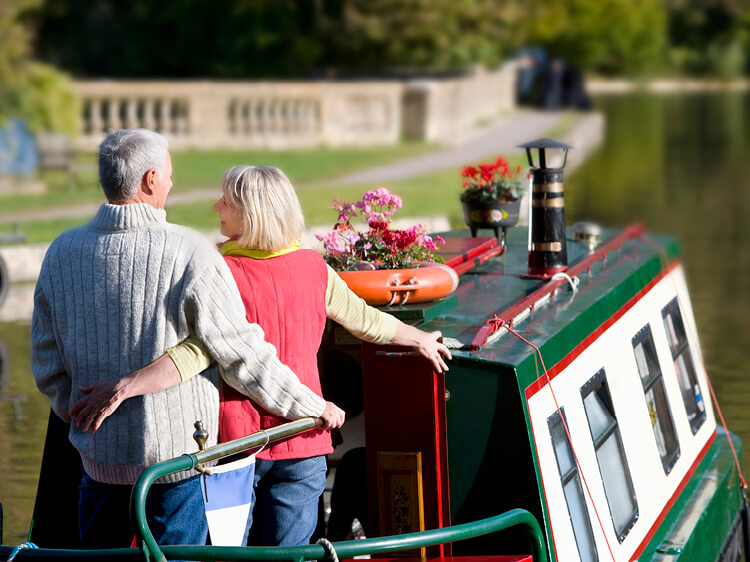 Couple on canal barge