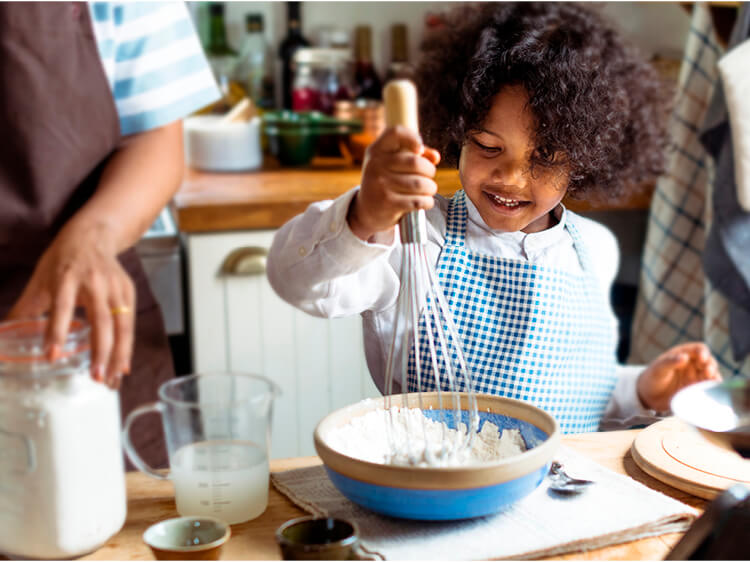 Young girl baking