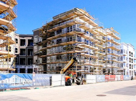 Building site with scaffolding