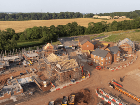 Aerial view of building site